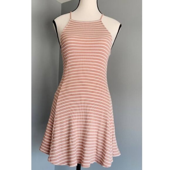 Forever 21 Blush and White Striped T-Shirt Dress Size US S - Picture 1 of 7